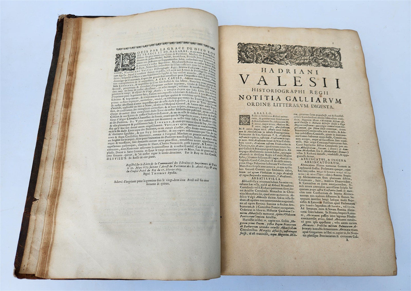 1675 Hadrian Valesius Notitia Galliarum ordine litterarum digesta antique FOLIO