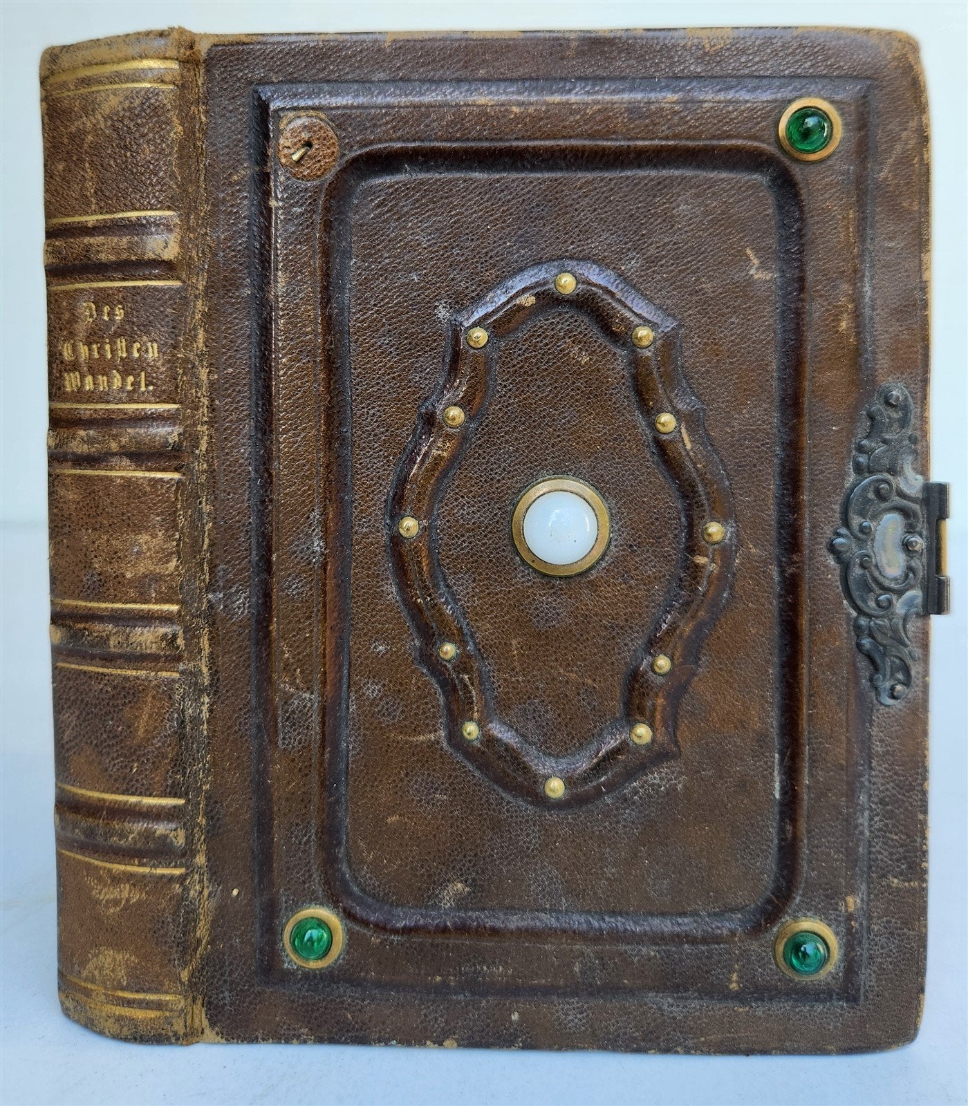 1852 GERMAN PRAYER BOOK antique w/ DECORATIVE BINDING illustrated