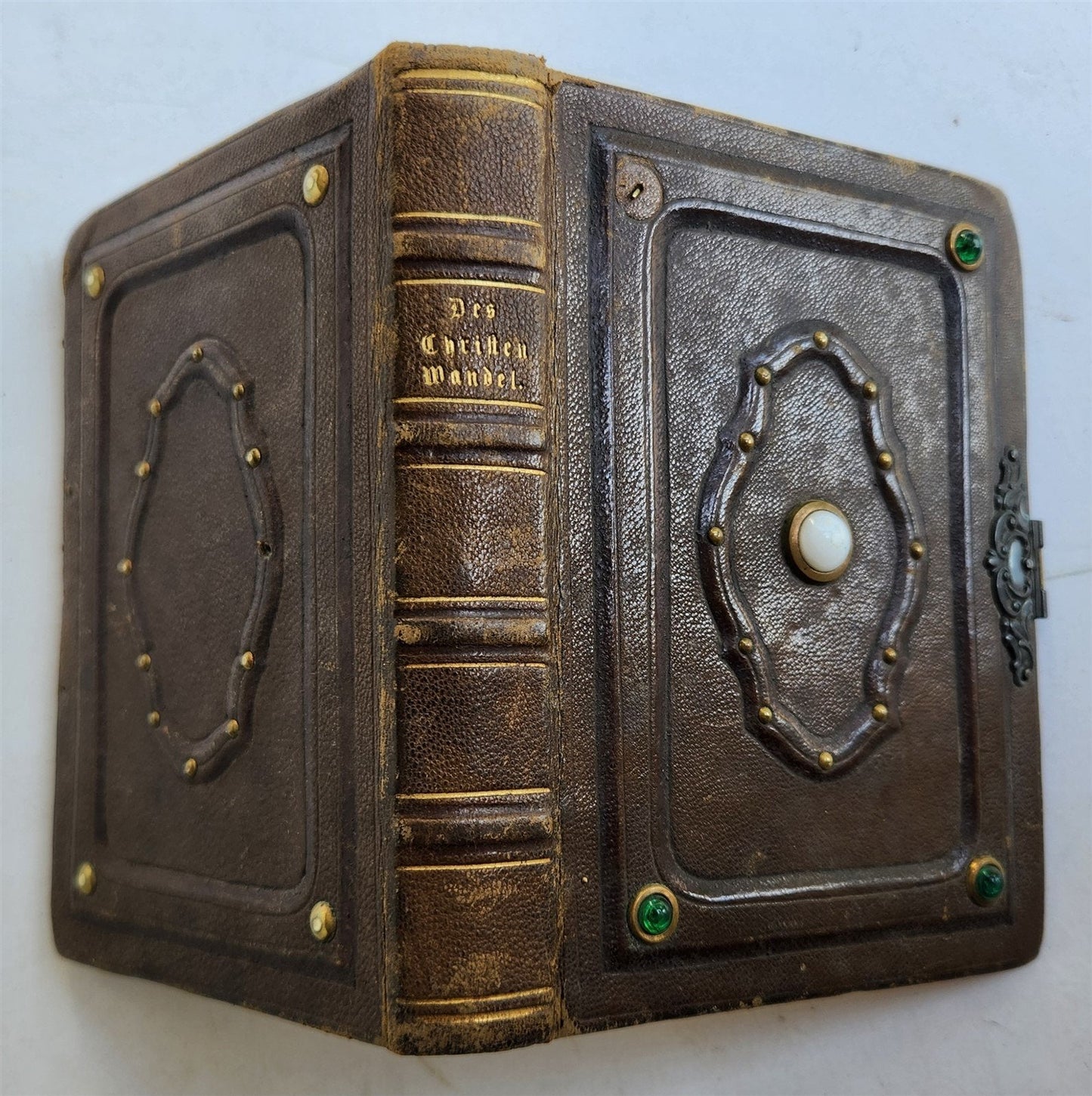 1852 GERMAN PRAYER BOOK antique w/ DECORATIVE BINDING illustrated