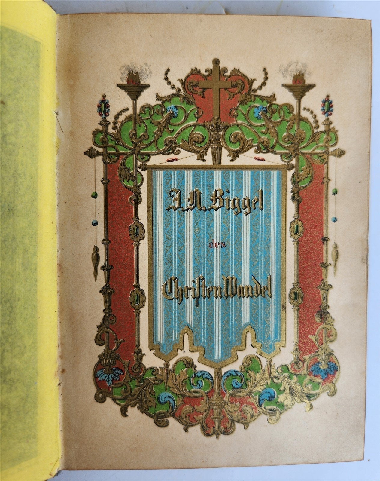 1852 GERMAN PRAYER BOOK antique w/ DECORATIVE BINDING illustrated
