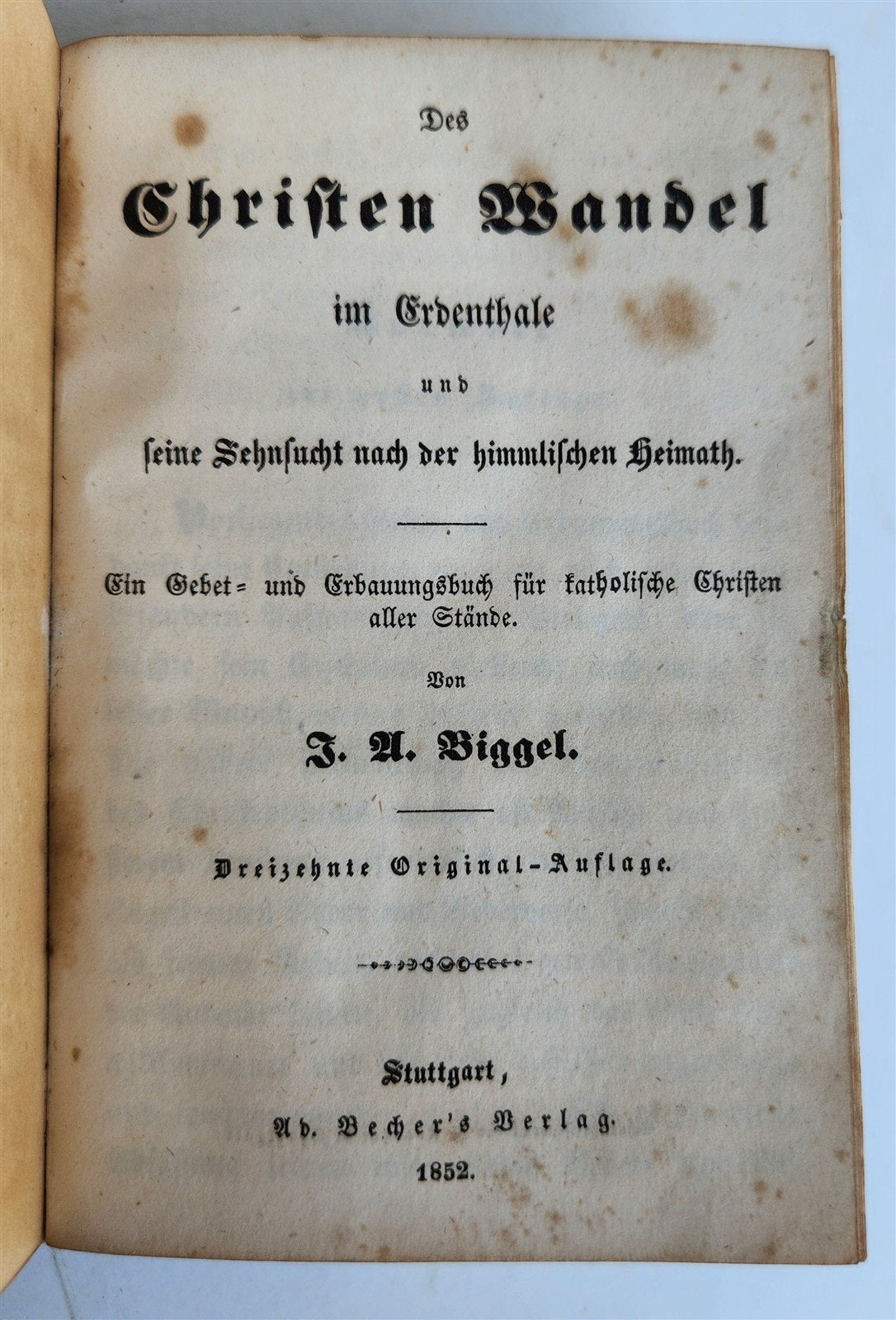 1852 GERMAN PRAYER BOOK antique w/ DECORATIVE BINDING illustrated