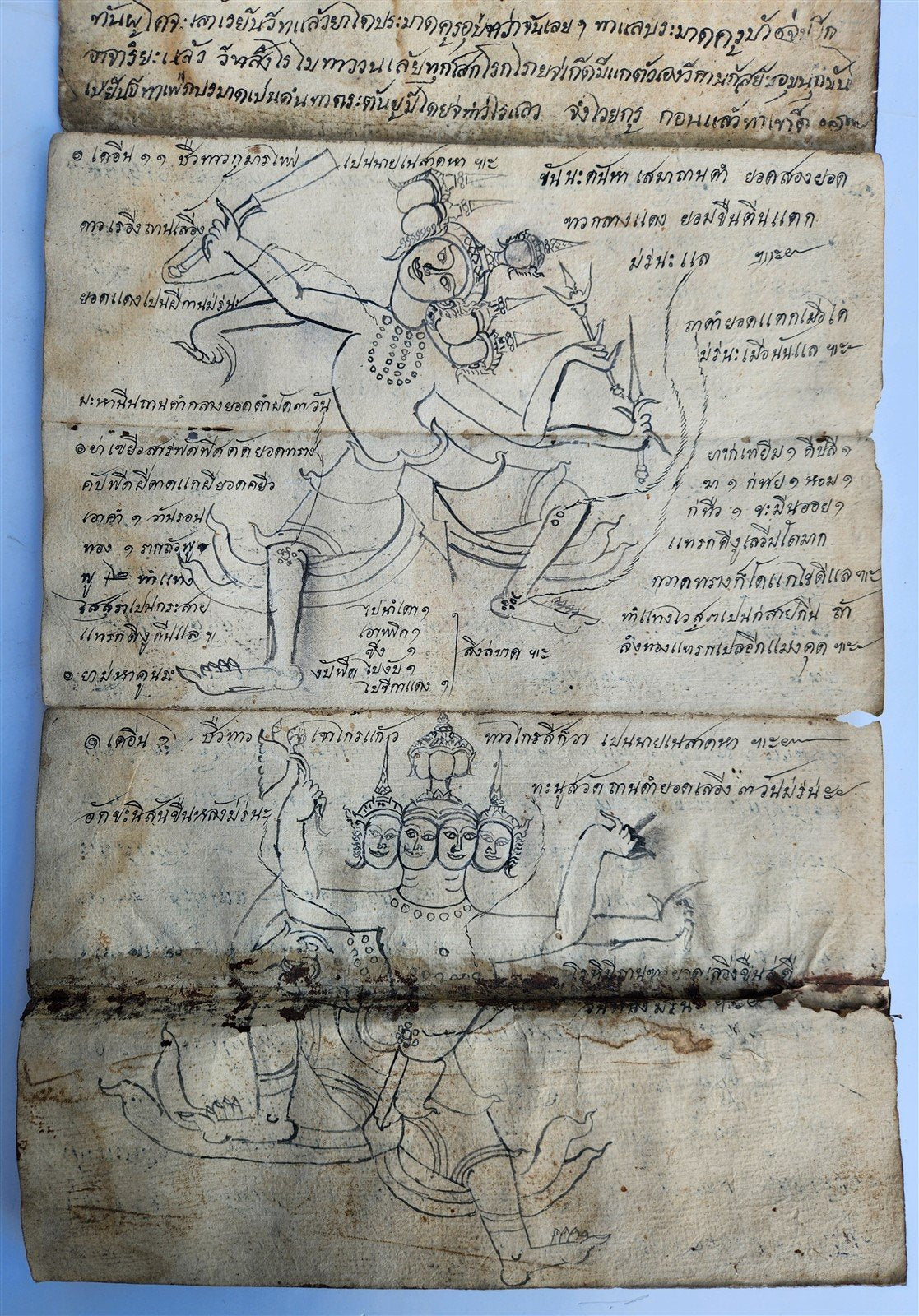 19th CENTURY MEDICINE ASTROLOGY MANUSCRIPT MANUAL from THALAND illustrated RARE