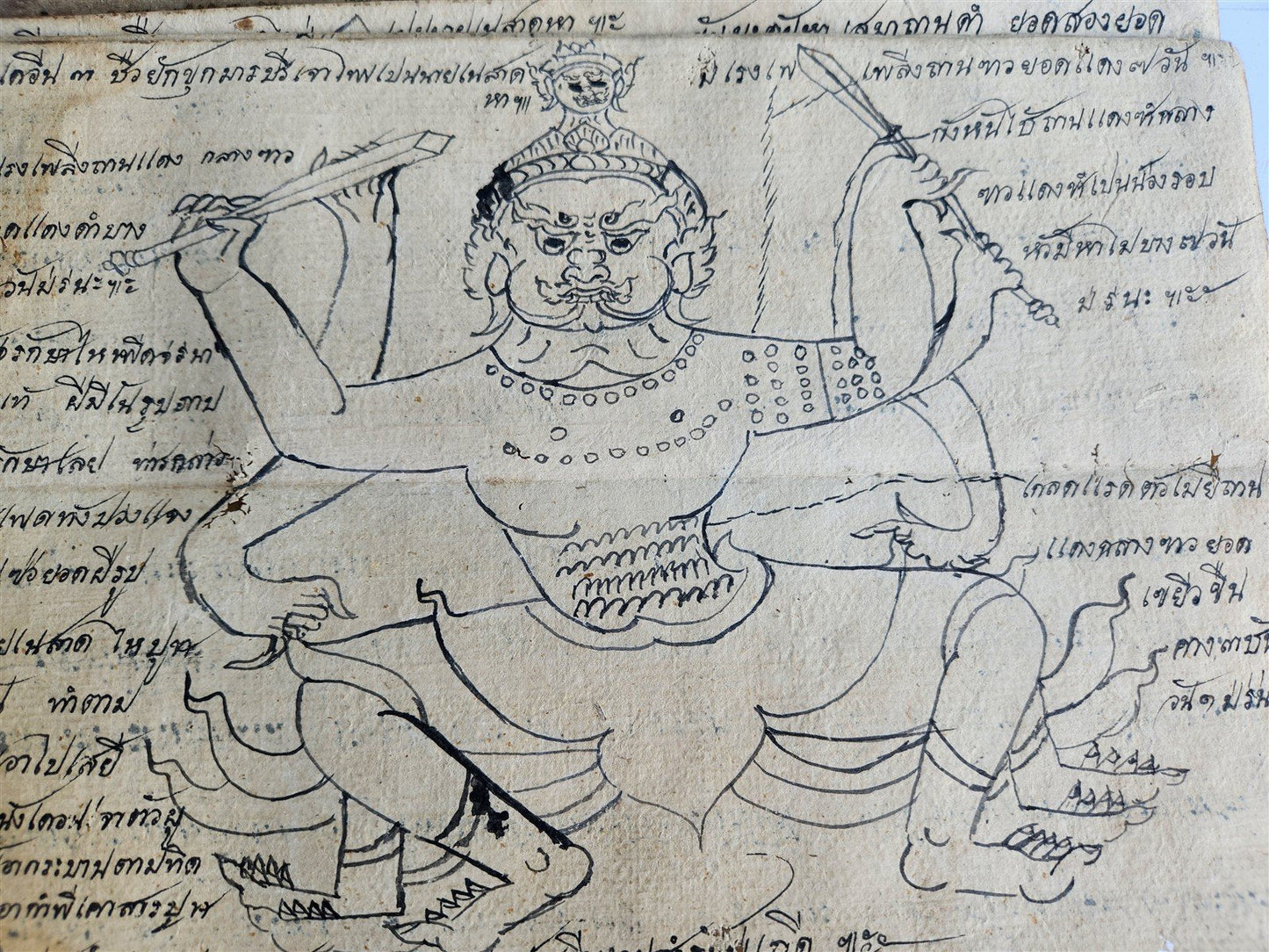 19th CENTURY MEDICINE ASTROLOGY MANUSCRIPT MANUAL from THALAND illustrated RARE