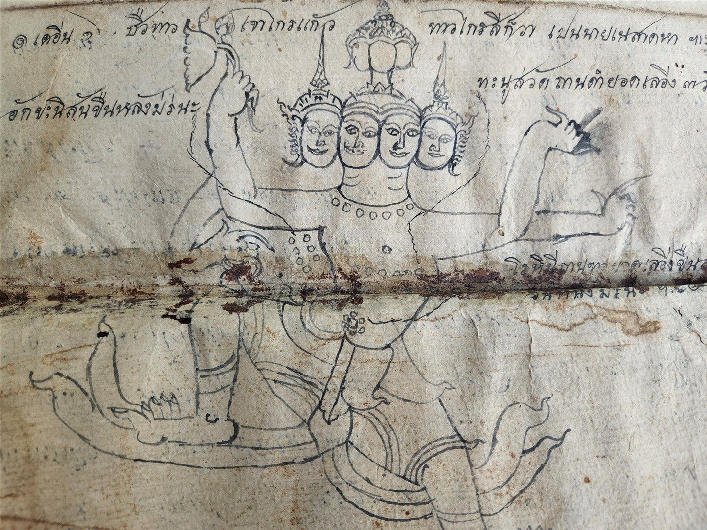 19th CENTURY MEDICINE ASTROLOGY MANUSCRIPT MANUAL from THALAND illustrated RARE