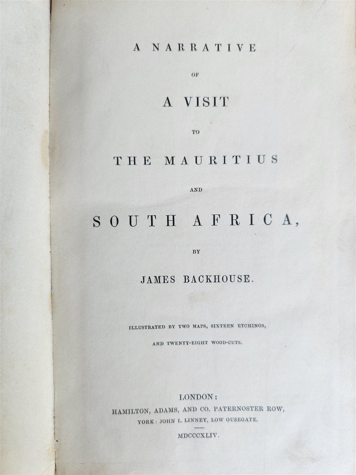1844 A NARRATIVE of a VISIT to MAURITIUS & SOUTH AFRICA antique ILLUSTRATED