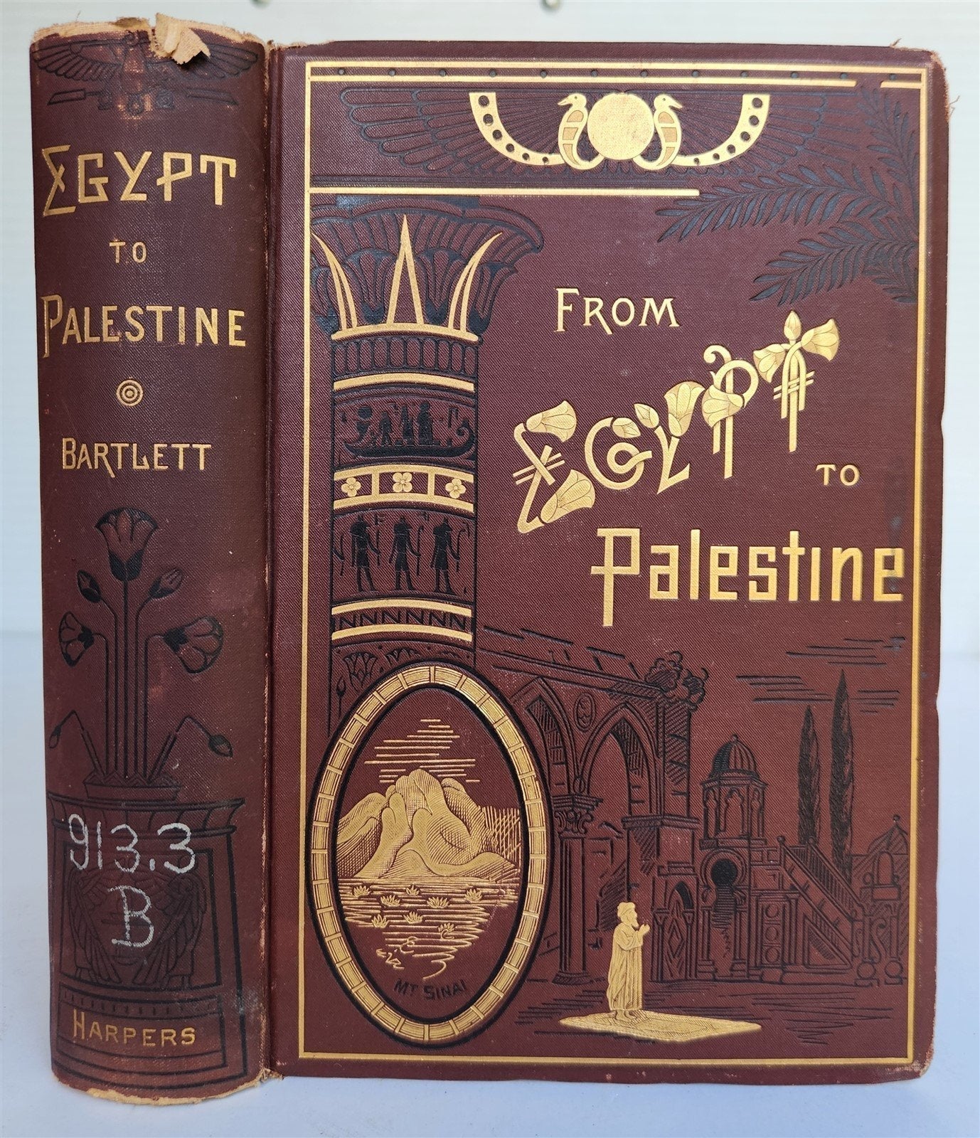 1879 FROM EGYPT TO PALESTINE by S. Bartlett antique ILLUSTRATED w/ FOLDING MAP
