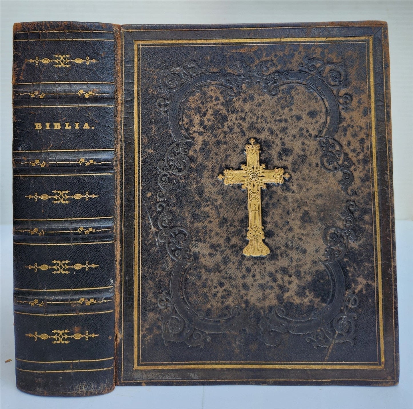 1854 BIBLE in LATVIAN antique PRINTED IN RIGA FOLIO