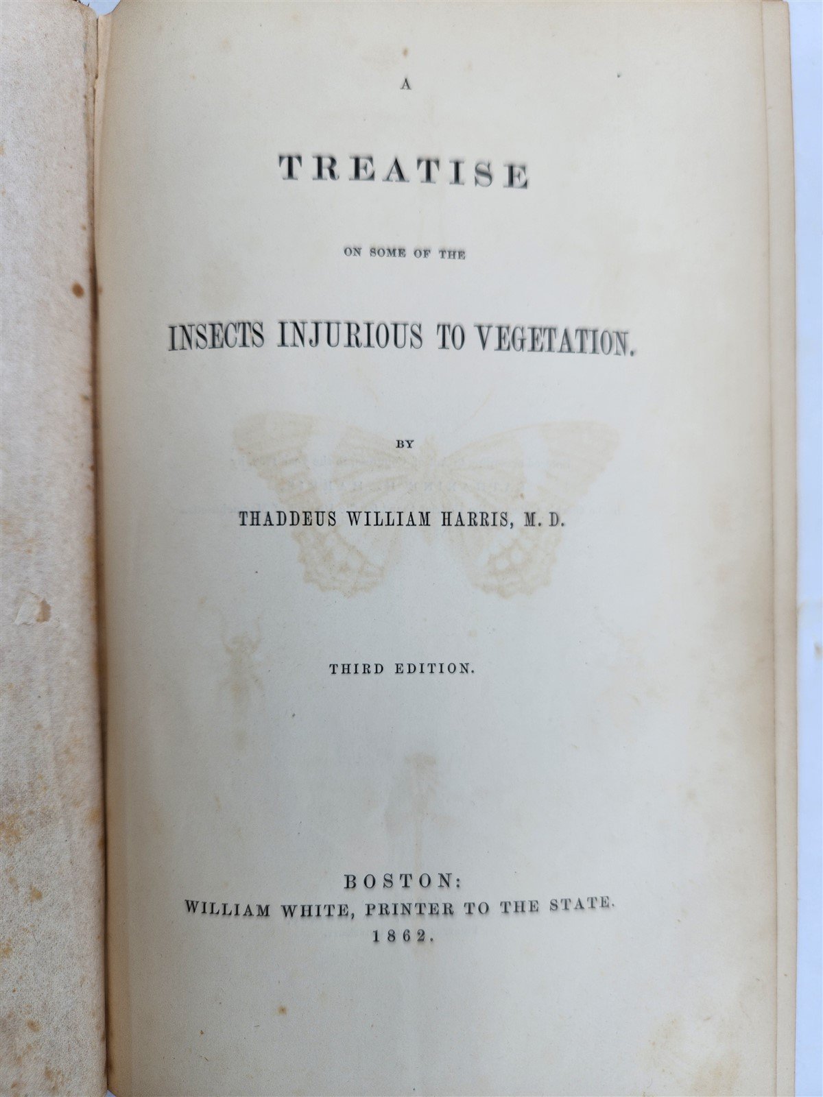 1862 TREATISE on INSECTS INJURIOUS TO VEGETATION antique ILLUSTRATED