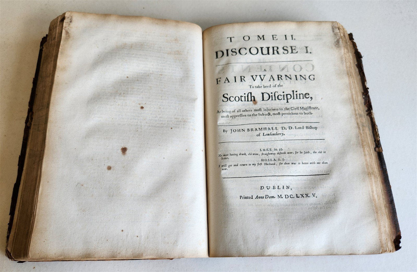 1677 WORK of JOHN BRAMHALL Metropolitan of all Ireland antique FOLIO in ENGLISH