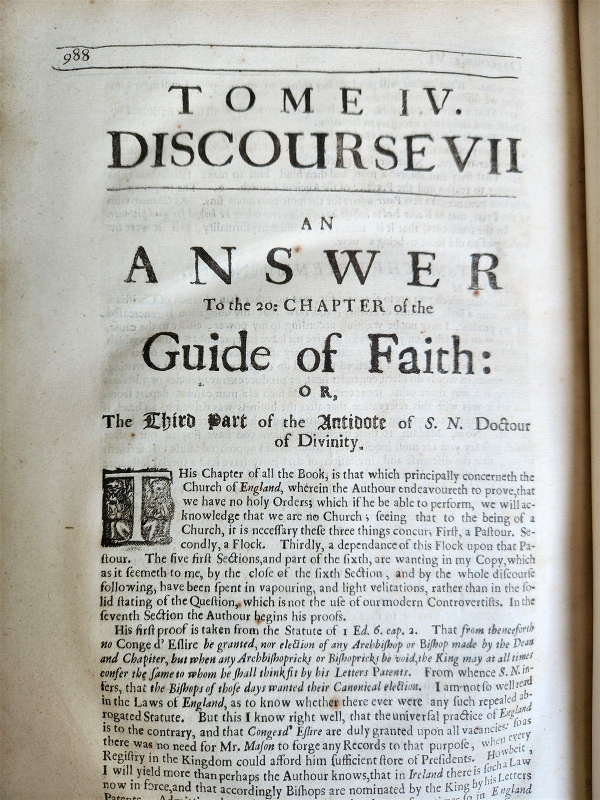1677 WORK of JOHN BRAMHALL Metropolitan of all Ireland antique FOLIO in ENGLISH