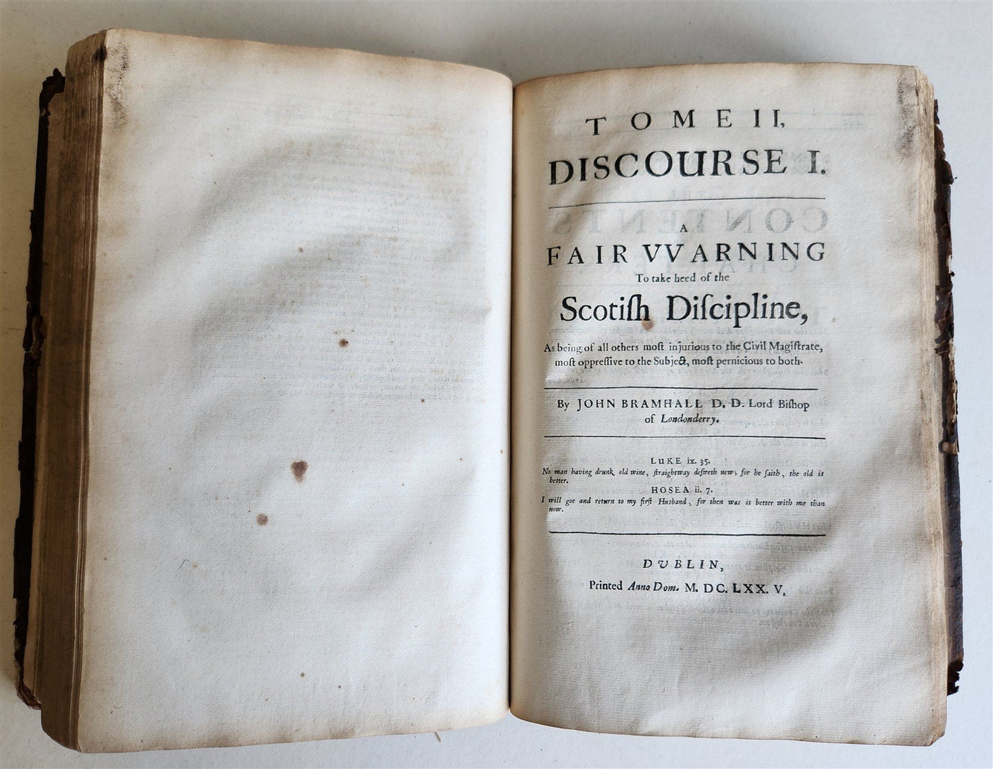 1677 WORK of JOHN BRAMHALL Metropolitan of all Ireland antique FOLIO in ENGLISH