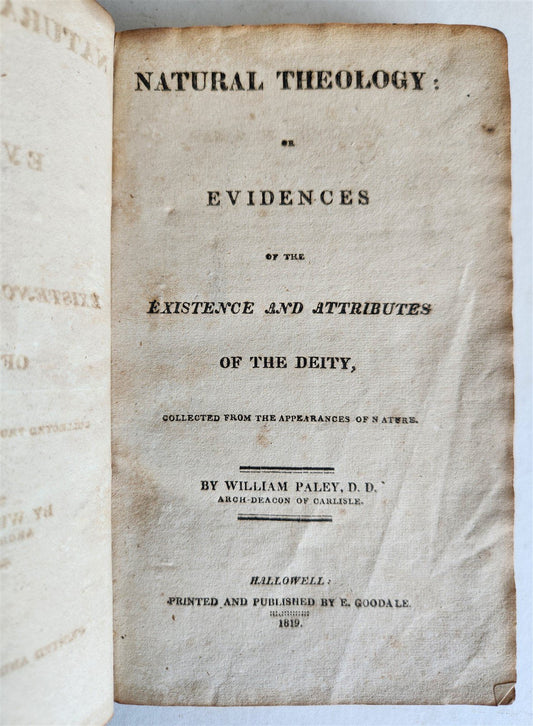 1819 EVIDENCES of the EXISTENCE & ATTRIBUTES of THE DIETY antique AMERICANA