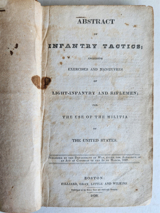 1830 INFANTRY TACTICS EXERCISES & MANEUVRES antique AMERICANA illustrated