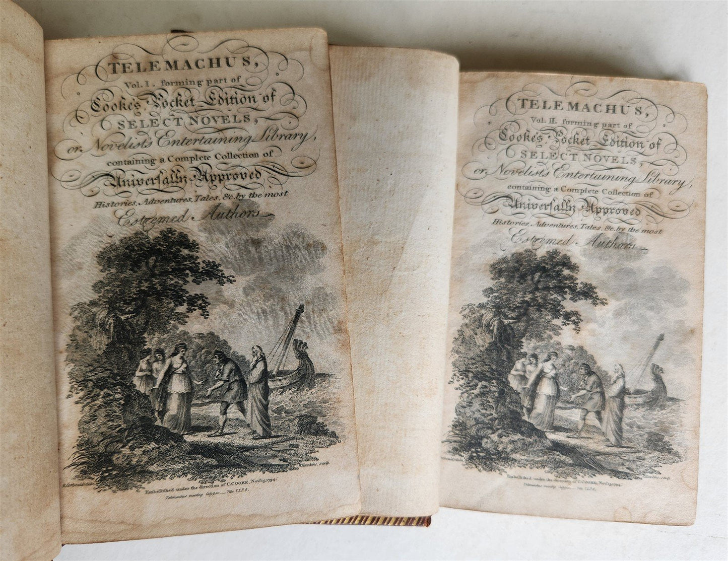 1790s ADVENTURES of TELEMACHUS by John Hawkesworth ILLUSTRATED antique 2 VOLUMES