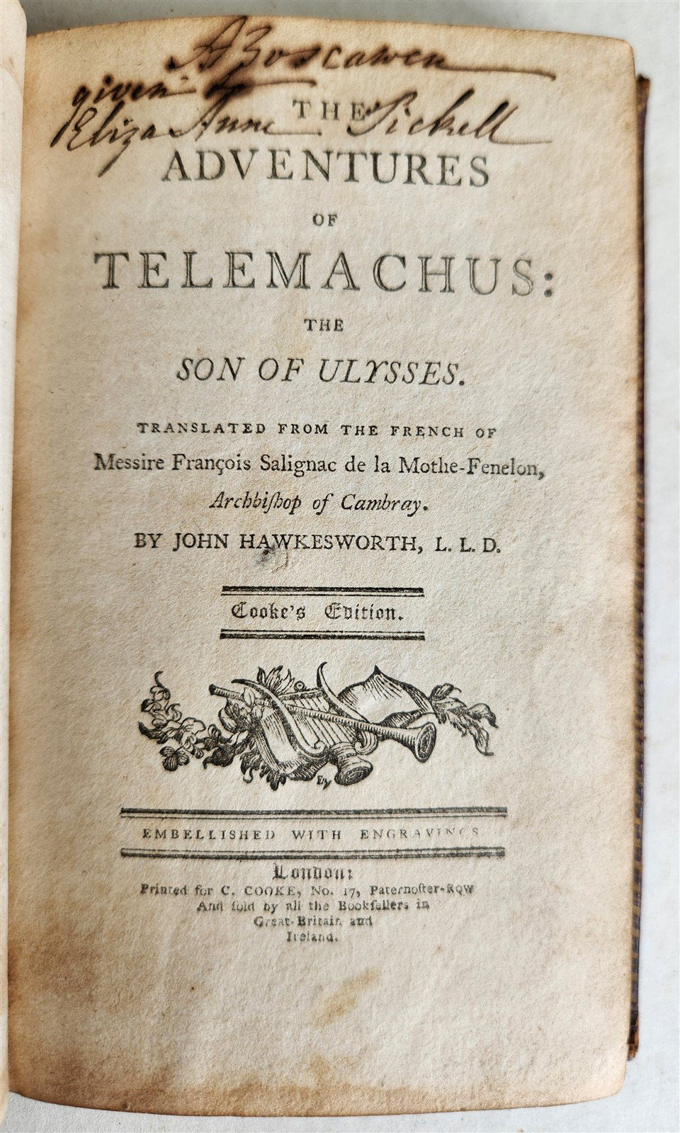 1790s ADVENTURES of TELEMACHUS by John Hawkesworth ILLUSTRATED antique 2 VOLUMES