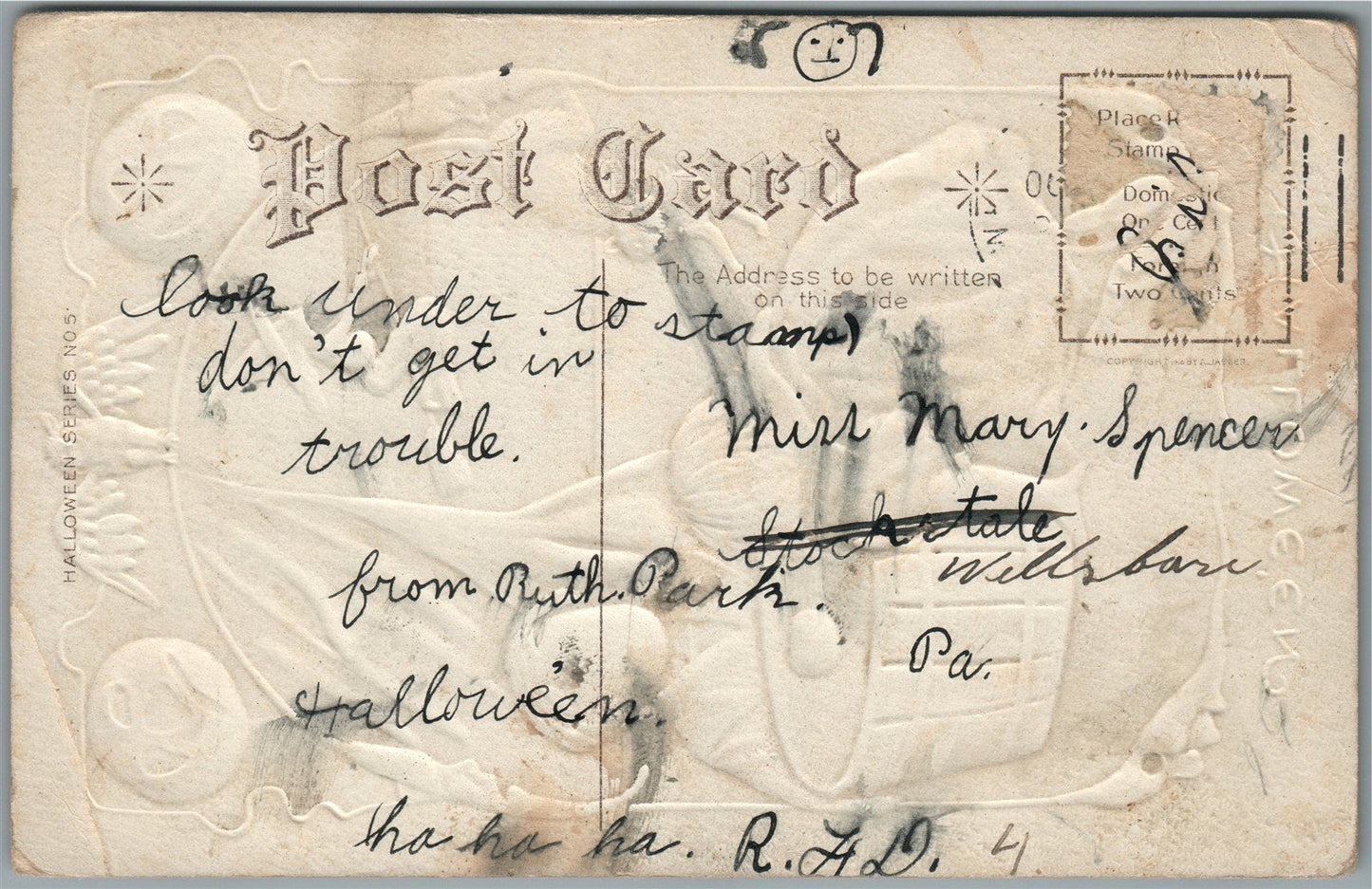 HALLOWEEN SERIES No. 5 ANTIQUE POSTCARD