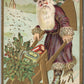SANTA in PURPLE ROBE CHRISTMAS ANTIQUE POSTCARD