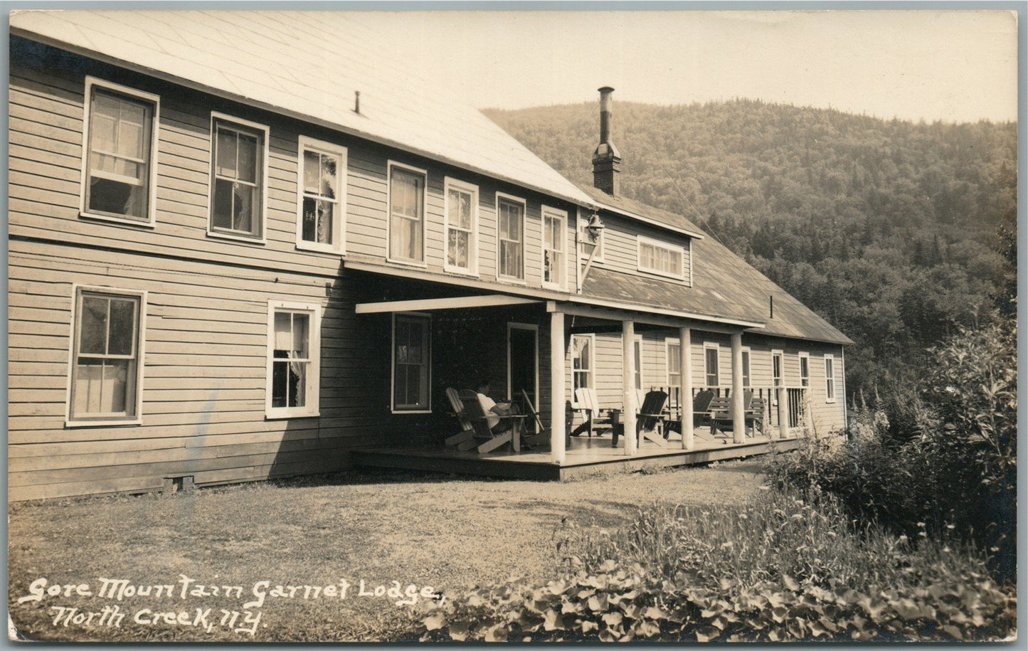 NORTH CREEK NY GORE MOUNTAIN GARNET LODGE ANTIQUE REAL PHOTO POSTCARD RPPC