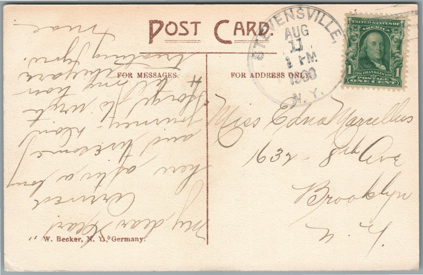 JEFFERSONVILLE NY BIRDS EYE VIEW ANTIQUE POSTCARD