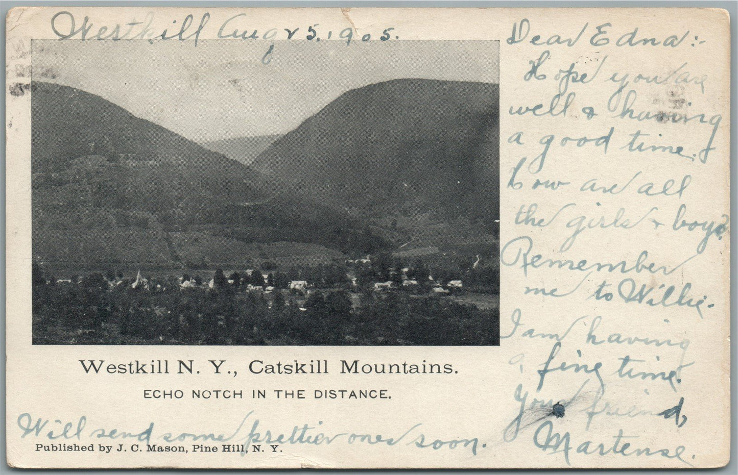 WESTKILL NY CATSKILL MOUNTAINS ANTIQUE POSTCARD