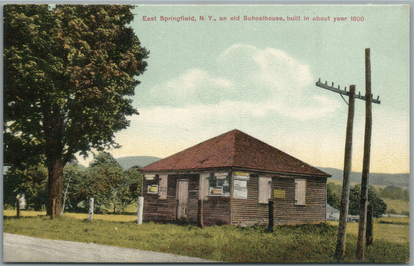 EAST SPRINGFIELD NY OLD SCHOOLHOUSE ANTIQUE POSTCARD