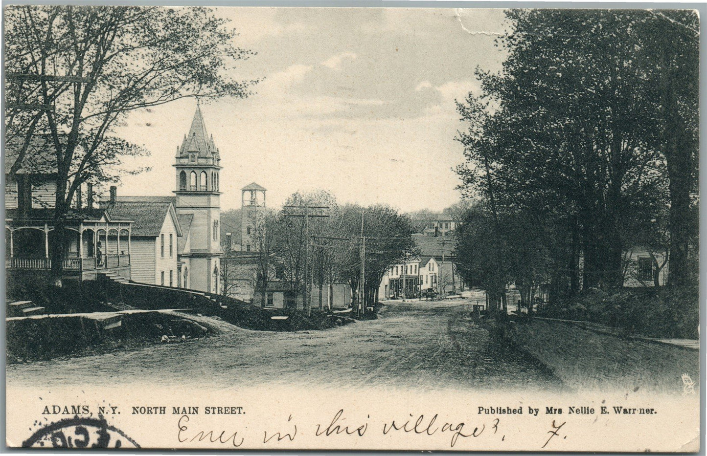 ADAMS NY NORTH MAIN STREET ANTIQUE POSTCARD