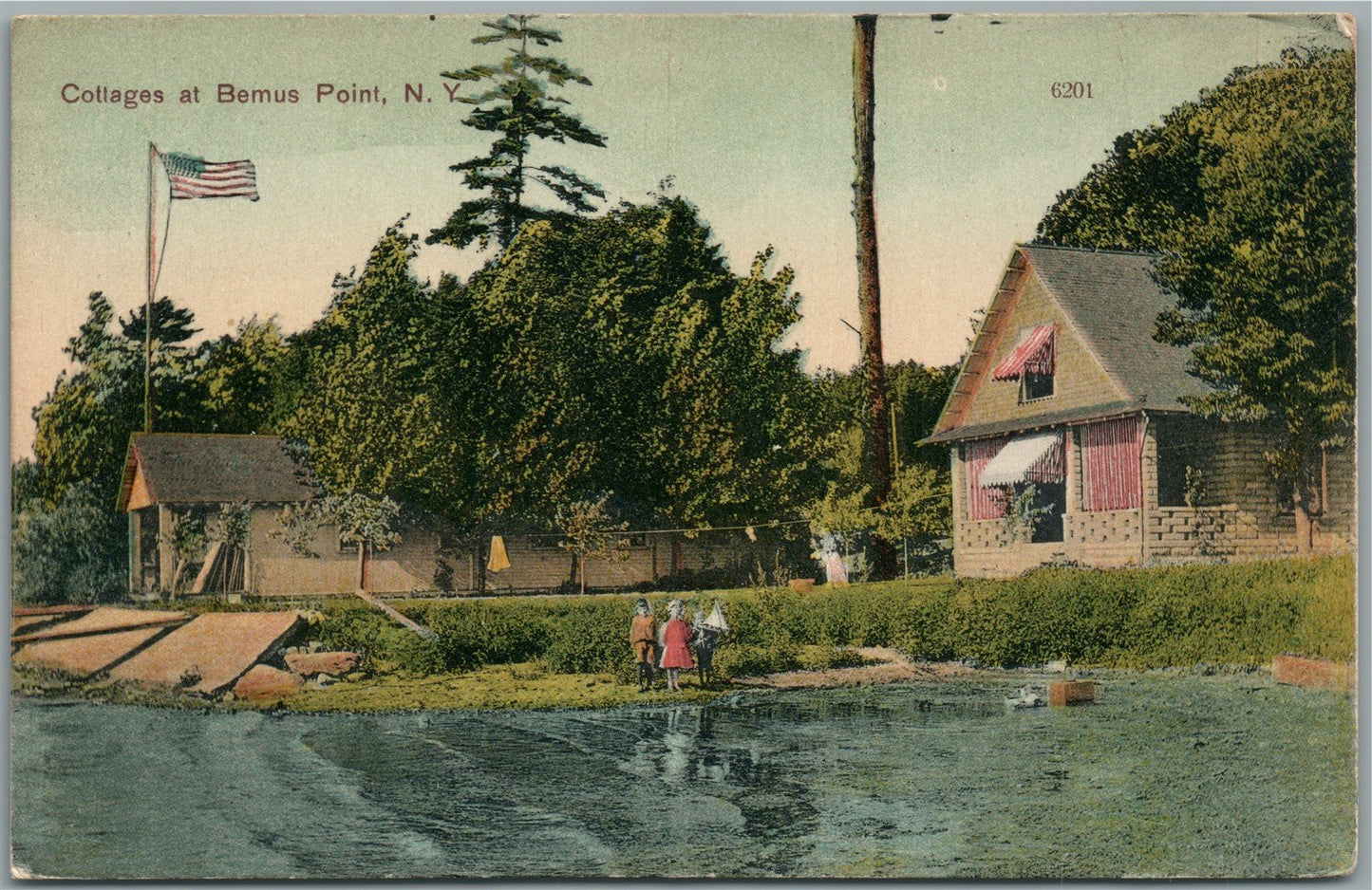 BEMUS POINT NY COTTAGES ANTIQUE POSTCARD