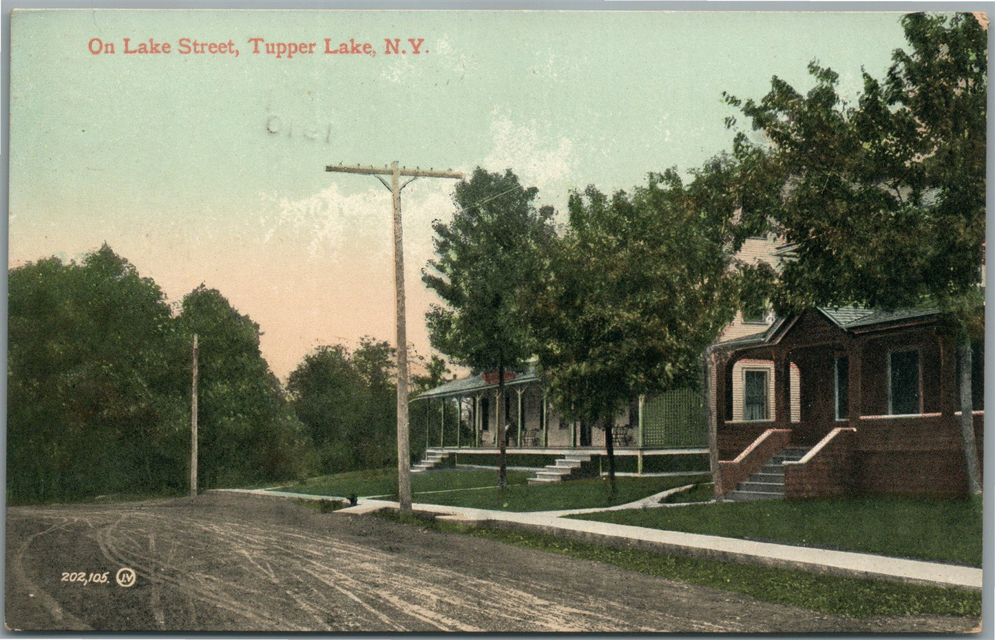 TUPPER LAKE NY on LAKE STREET ANTIQUE POSTCARD