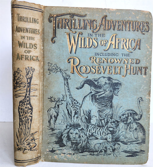 1909 THRILLING ADVENTURES in WILDS of AFRICA ROOSEVELT HUNT antique ILLUSTRATED
