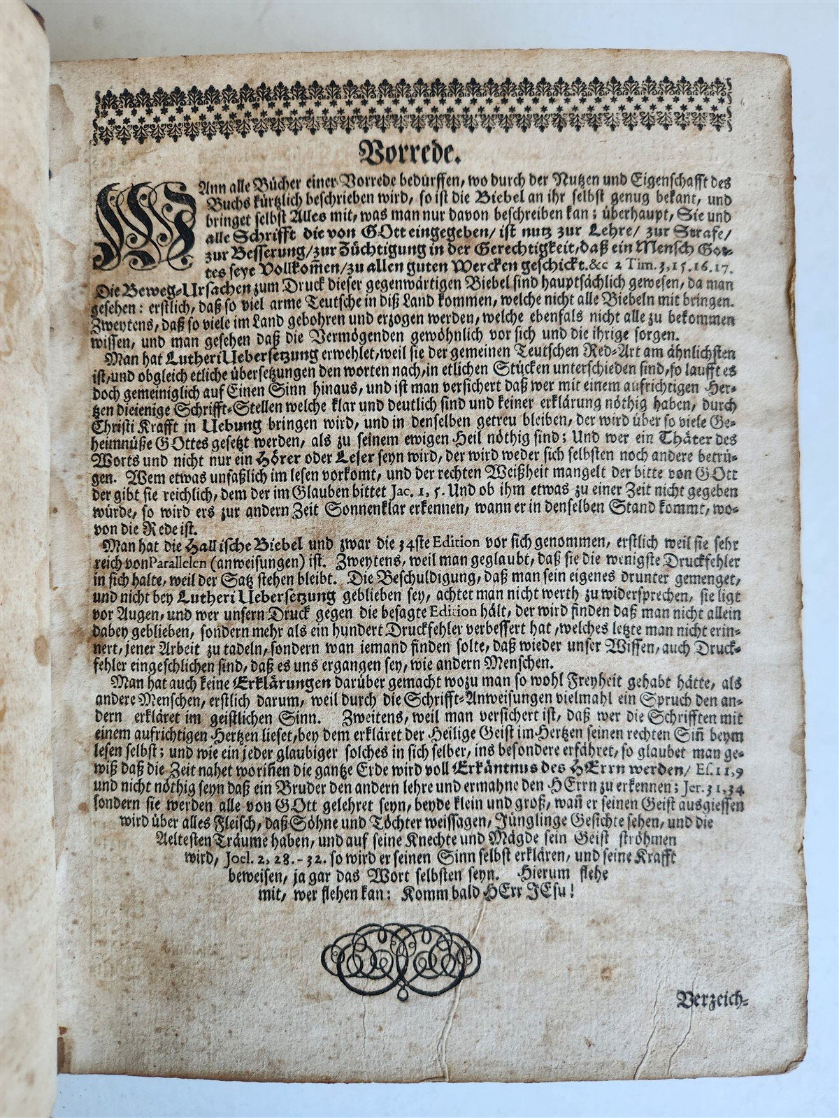 1743 BIBLE in GERMAN by CHRISTOPH SAUR antique RARE Americana