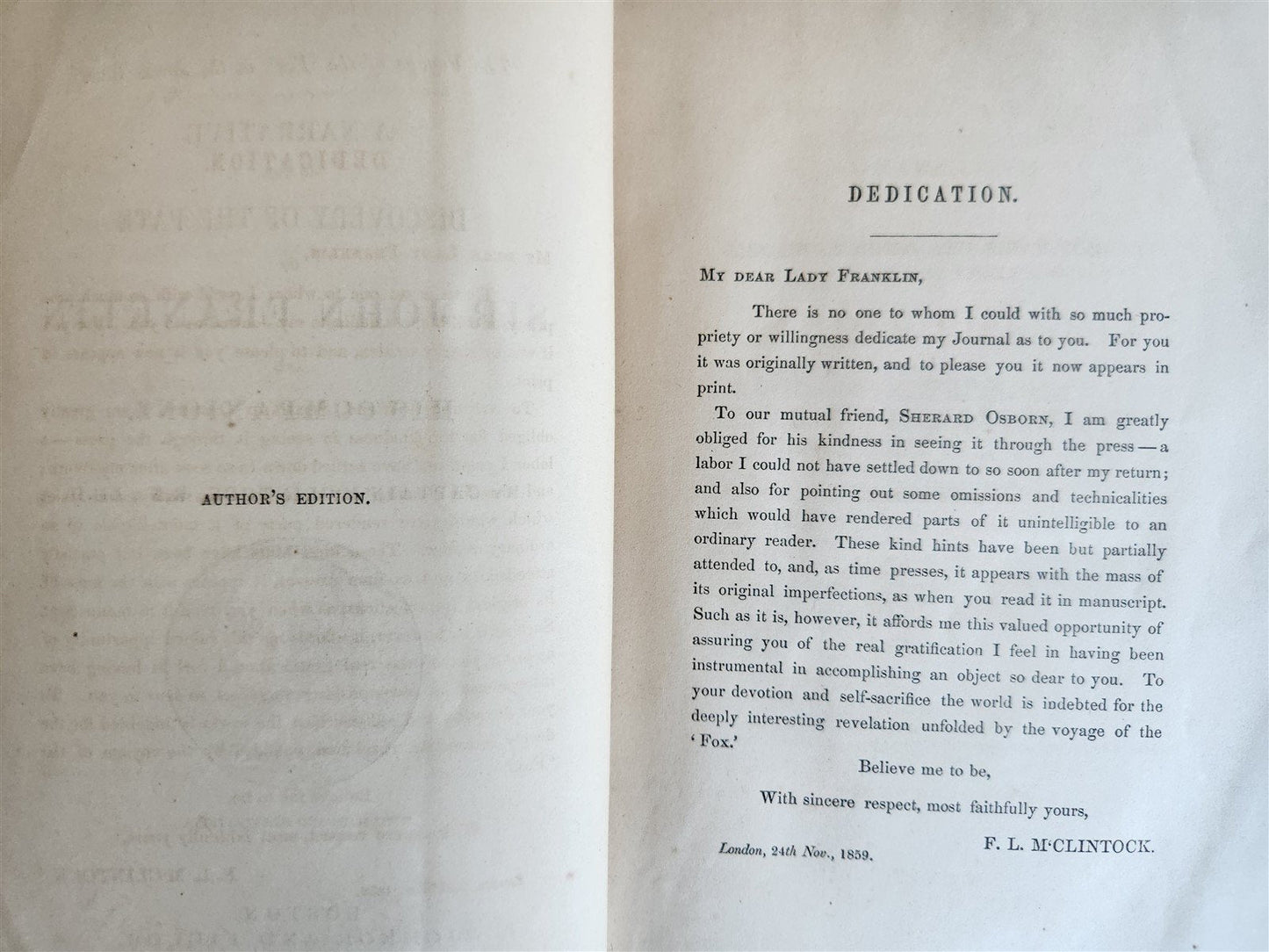 1860 NARRATIVE of DISCOVERY OF THE FATE of SIR JOHN FRANKLIN antique ILLUSTRATED