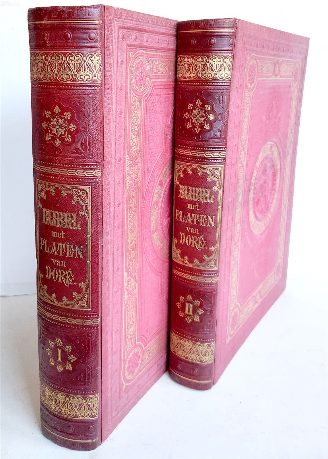 1870 BIBLE GUSTAVE DORE LLUSTRATED 2 VOLUMES MASSIVE FOLIO antique 200 plates