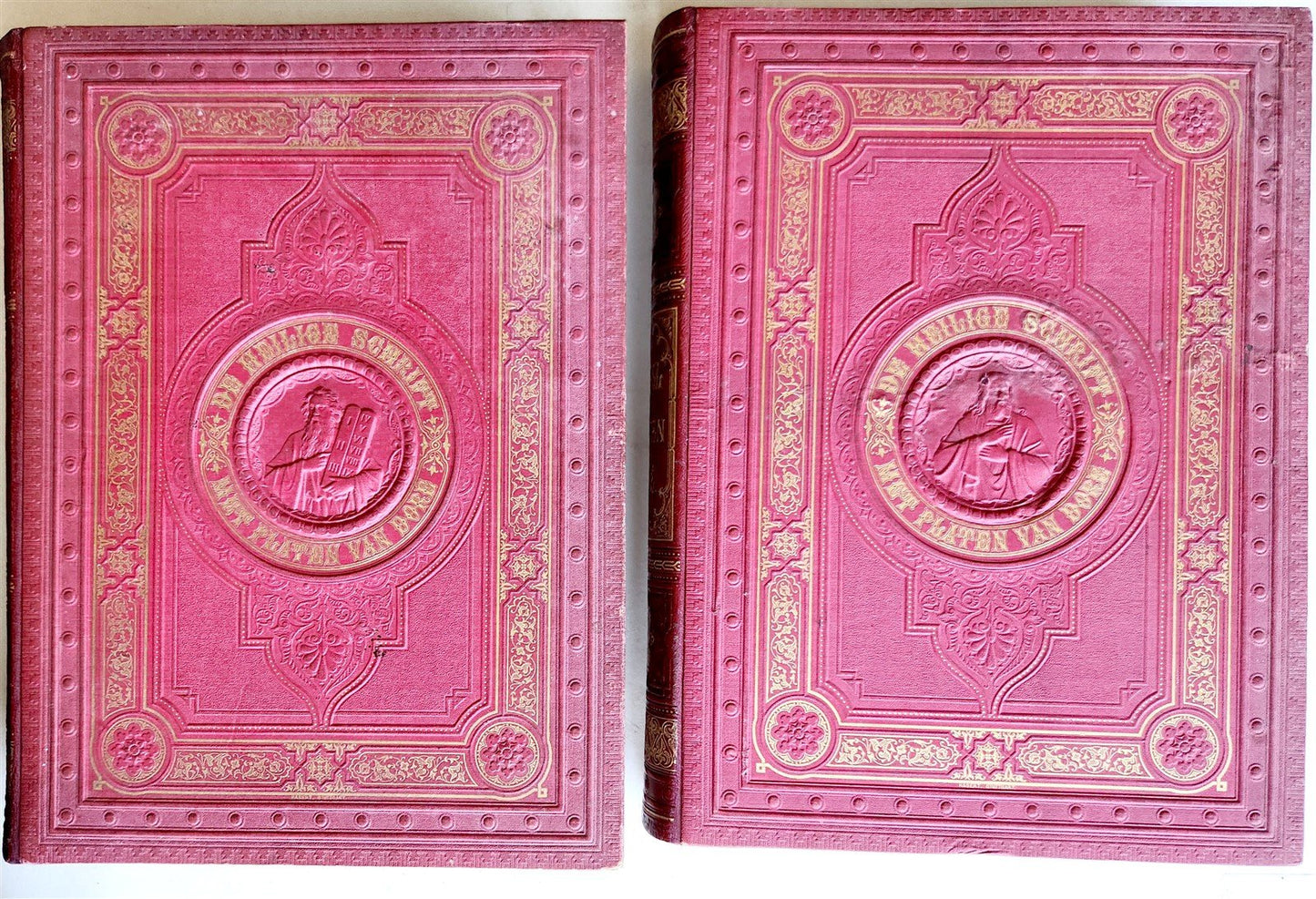 1870 BIBLE GUSTAVE DORE LLUSTRATED 2 VOLUMES MASSIVE FOLIO antique 200 plates