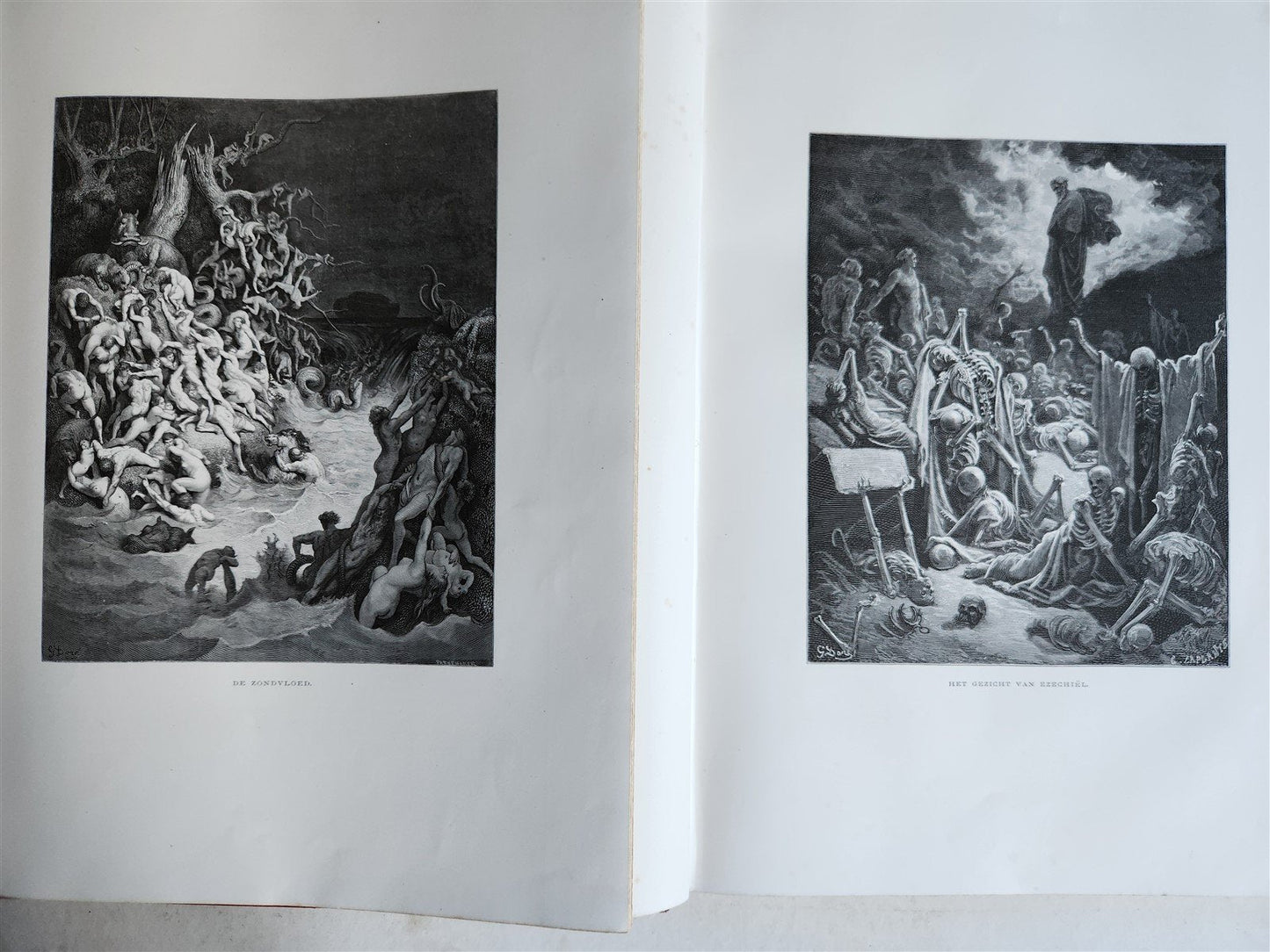 1870 BIBLE GUSTAVE DORE LLUSTRATED 2 VOLUMES MASSIVE FOLIO antique 200 plates