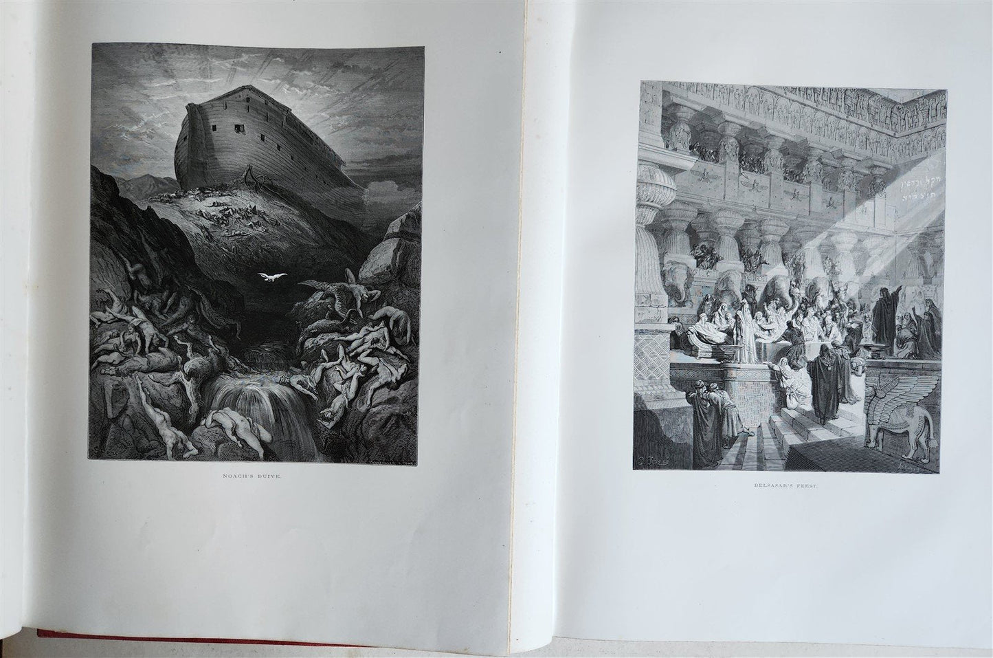 1870 BIBLE GUSTAVE DORE LLUSTRATED 2 VOLUMES MASSIVE FOLIO antique 200 plates