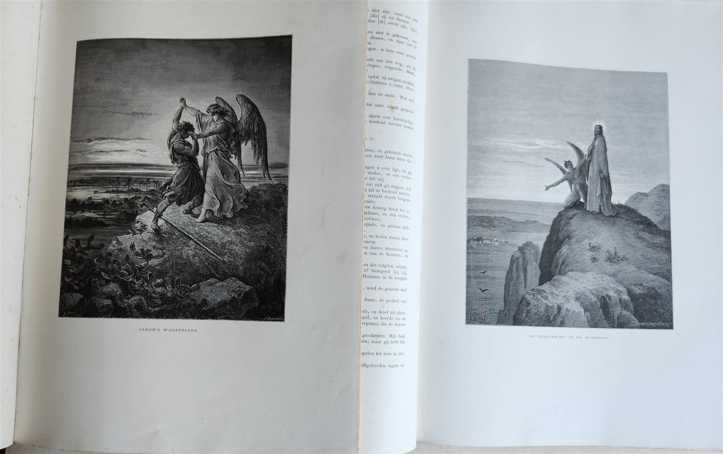 1870 BIBLE GUSTAVE DORE LLUSTRATED 2 VOLUMES MASSIVE FOLIO antique 200 plates