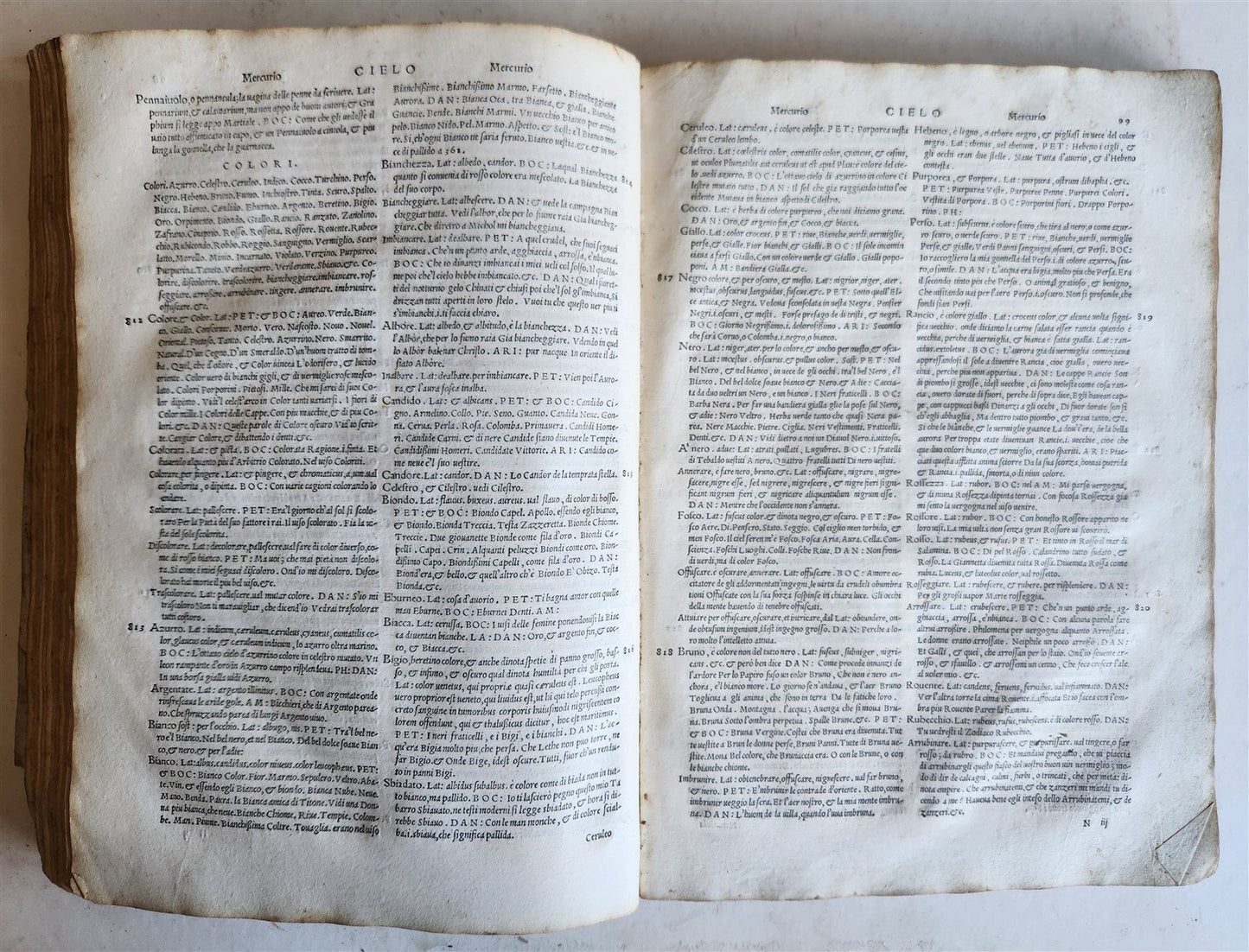 1557 LA FABRICA DEL MONDO antique VELLUM concordance of Petrarch's vocabulary