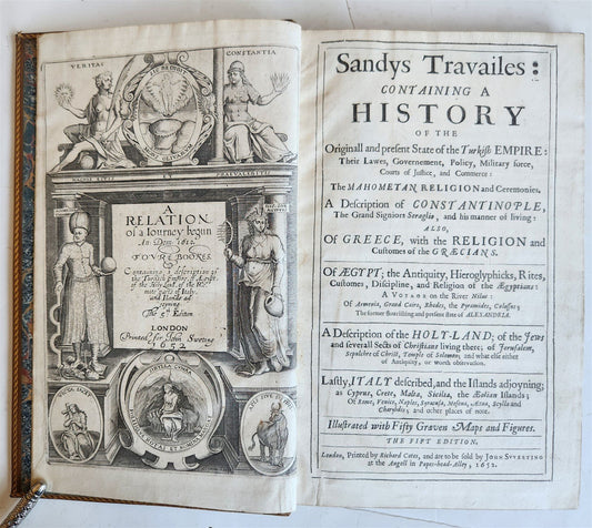 1652 TRAVAILES w/ HISTORY of STATE of TURKISH EMPIRE antique ILLUSTRATED English