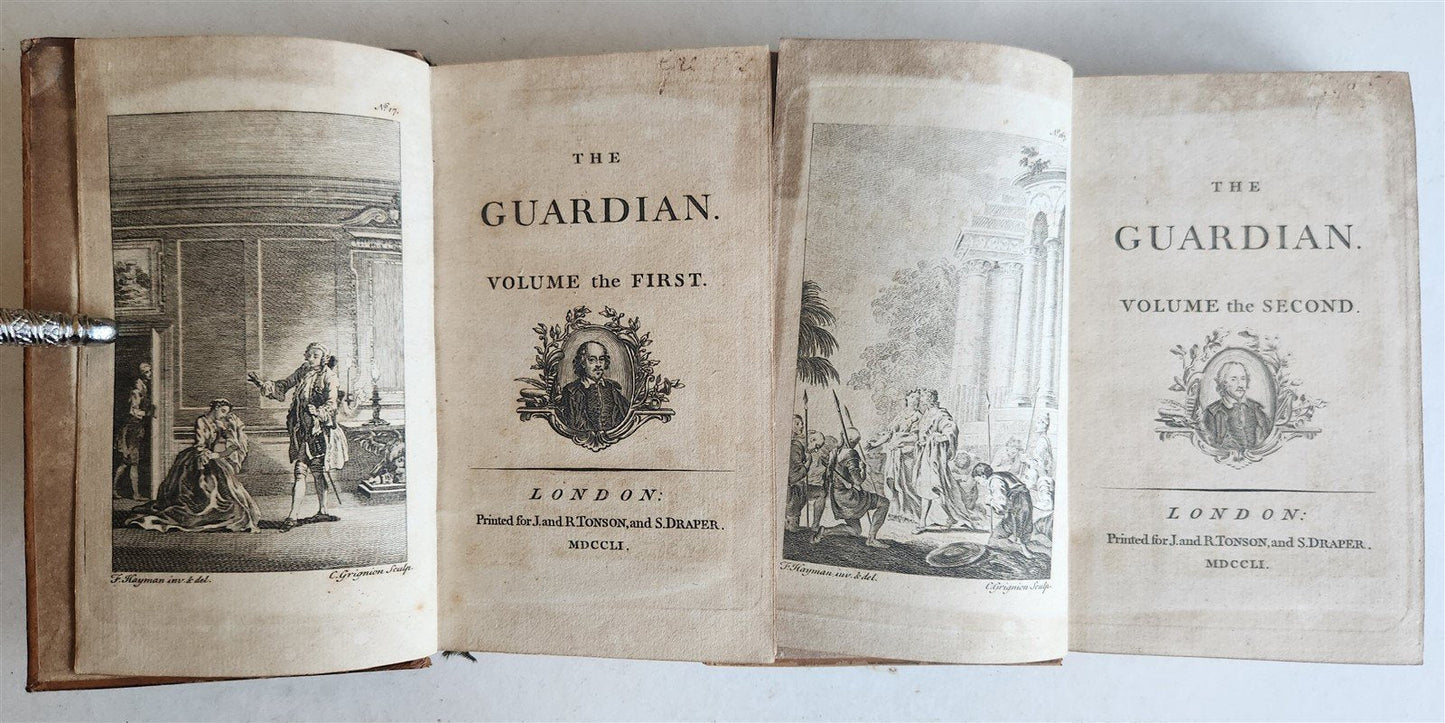 1751 THE GUARDIAN 2 volumes antique in ENGLISH
