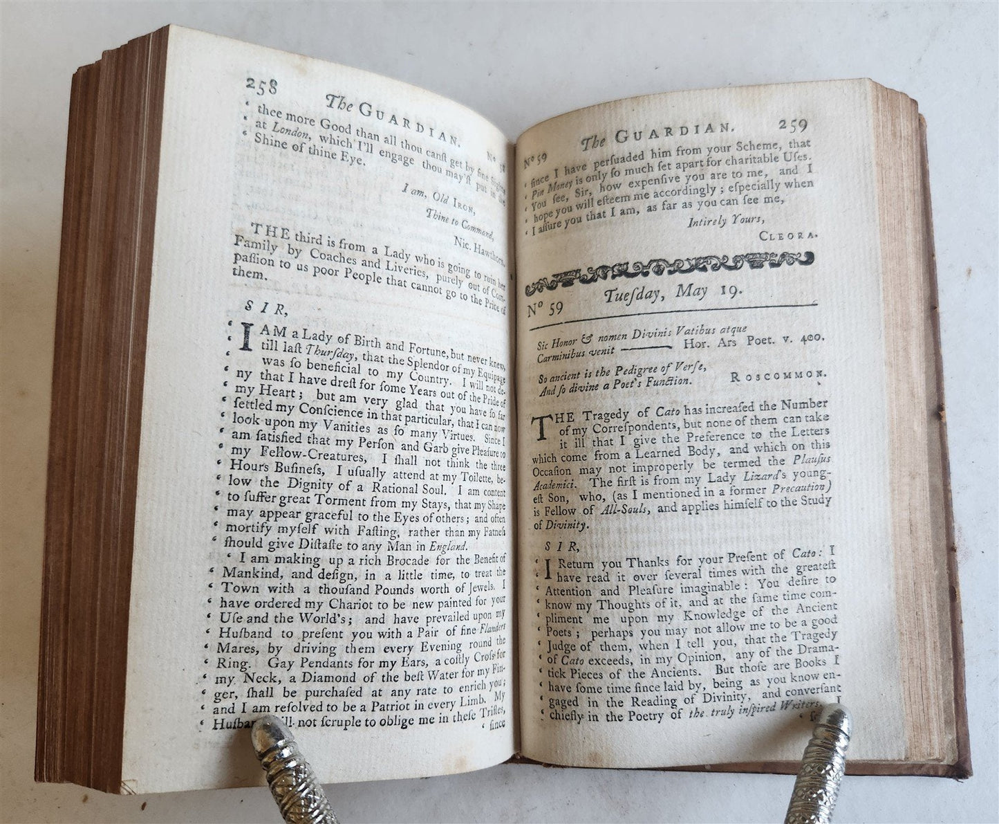 1751 THE GUARDIAN 2 volumes antique in ENGLISH