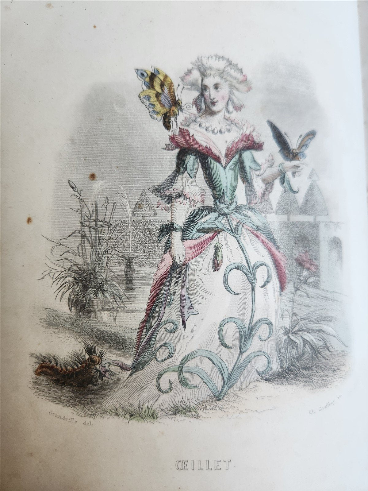 1847 LES FLEURS ANIMEES antique ILLUSTRATED with WOMEN PERSONIFYING FLOWERS