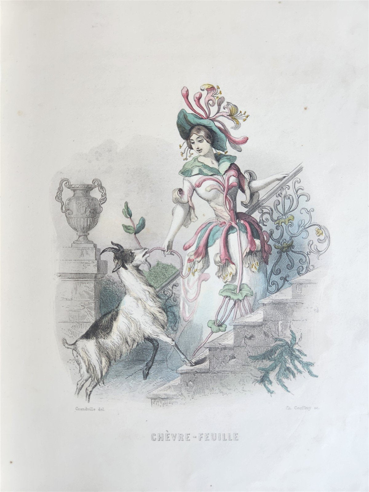 1847 LES FLEURS ANIMEES antique ILLUSTRATED with WOMEN PERSONIFYING FLOWERS