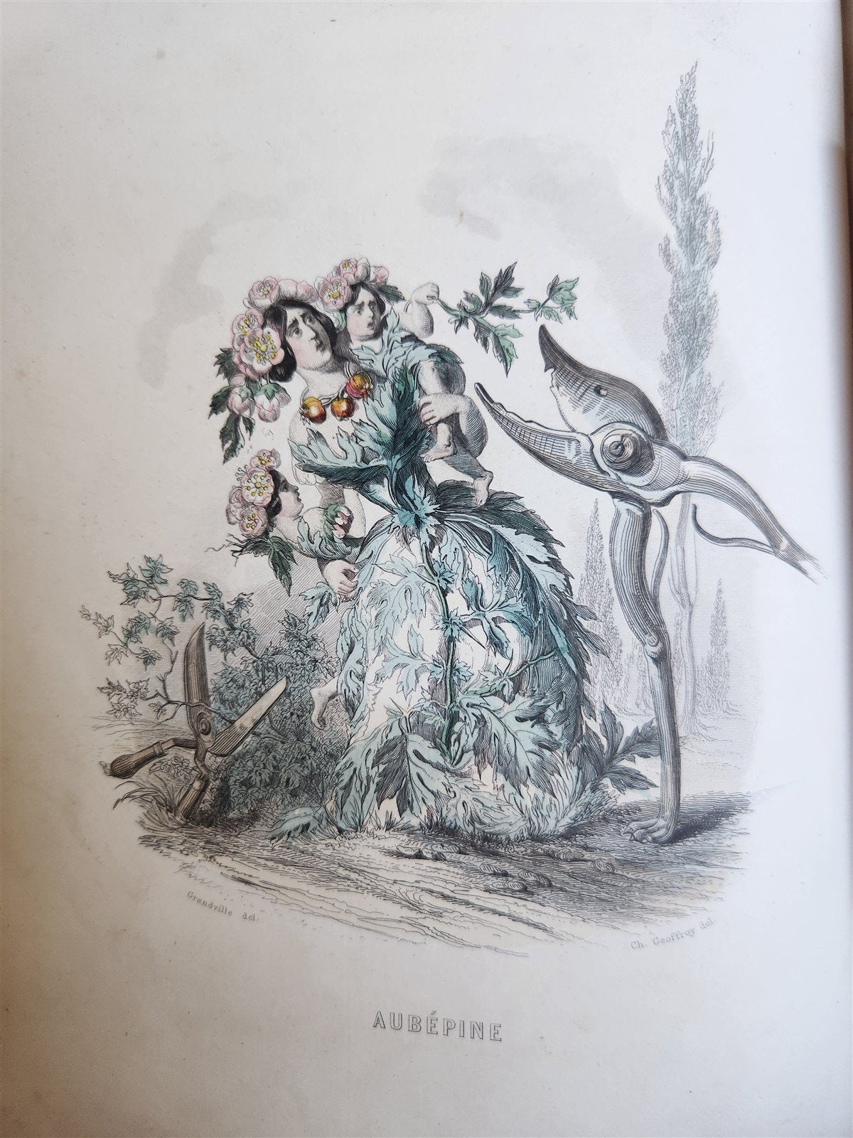 1847 LES FLEURS ANIMEES antique ILLUSTRATED with WOMEN PERSONIFYING FLOWERS