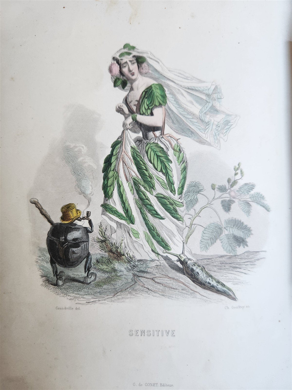 1847 LES FLEURS ANIMEES antique ILLUSTRATED with WOMEN PERSONIFYING FLOWERS