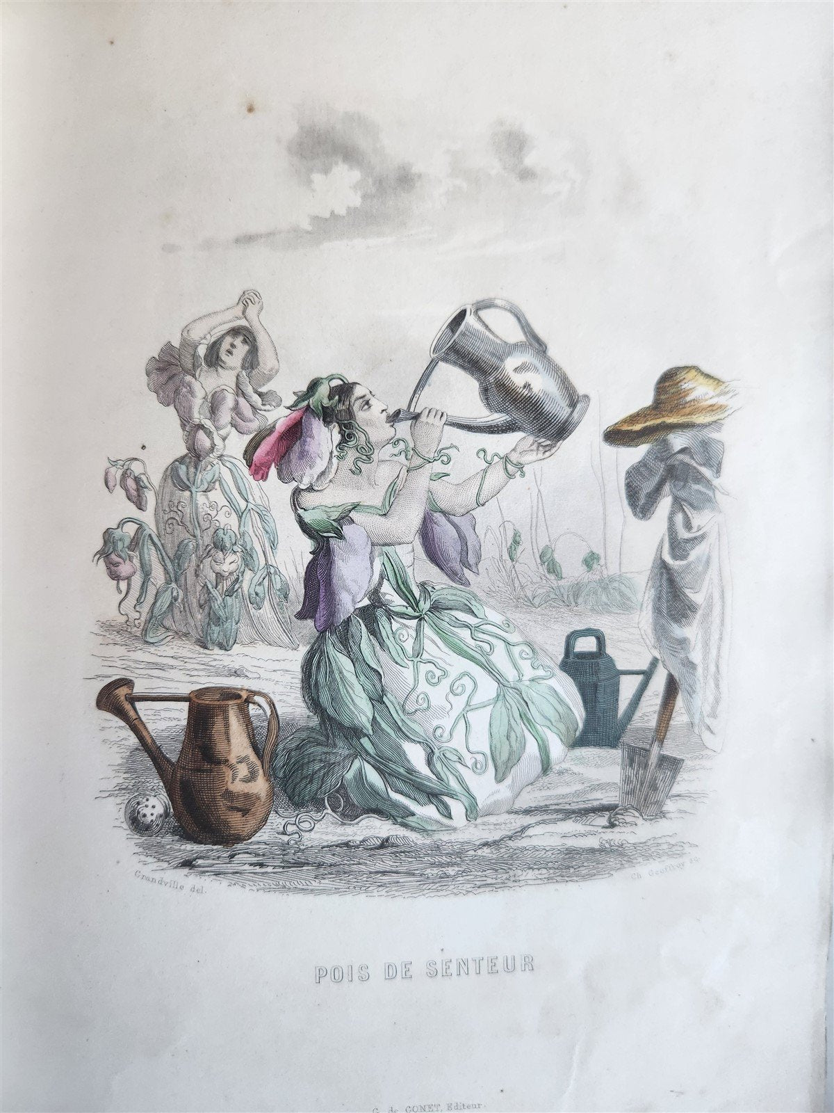 1847 LES FLEURS ANIMEES antique ILLUSTRATED with WOMEN PERSONIFYING FLOWERS