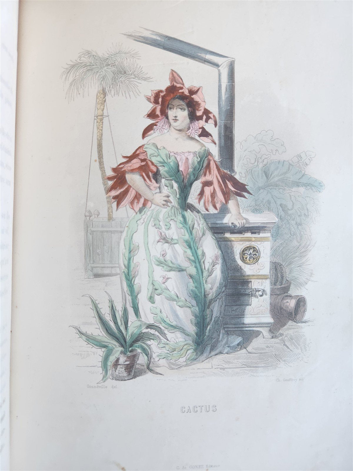 1847 LES FLEURS ANIMEES antique ILLUSTRATED with WOMEN PERSONIFYING FLOWERS
