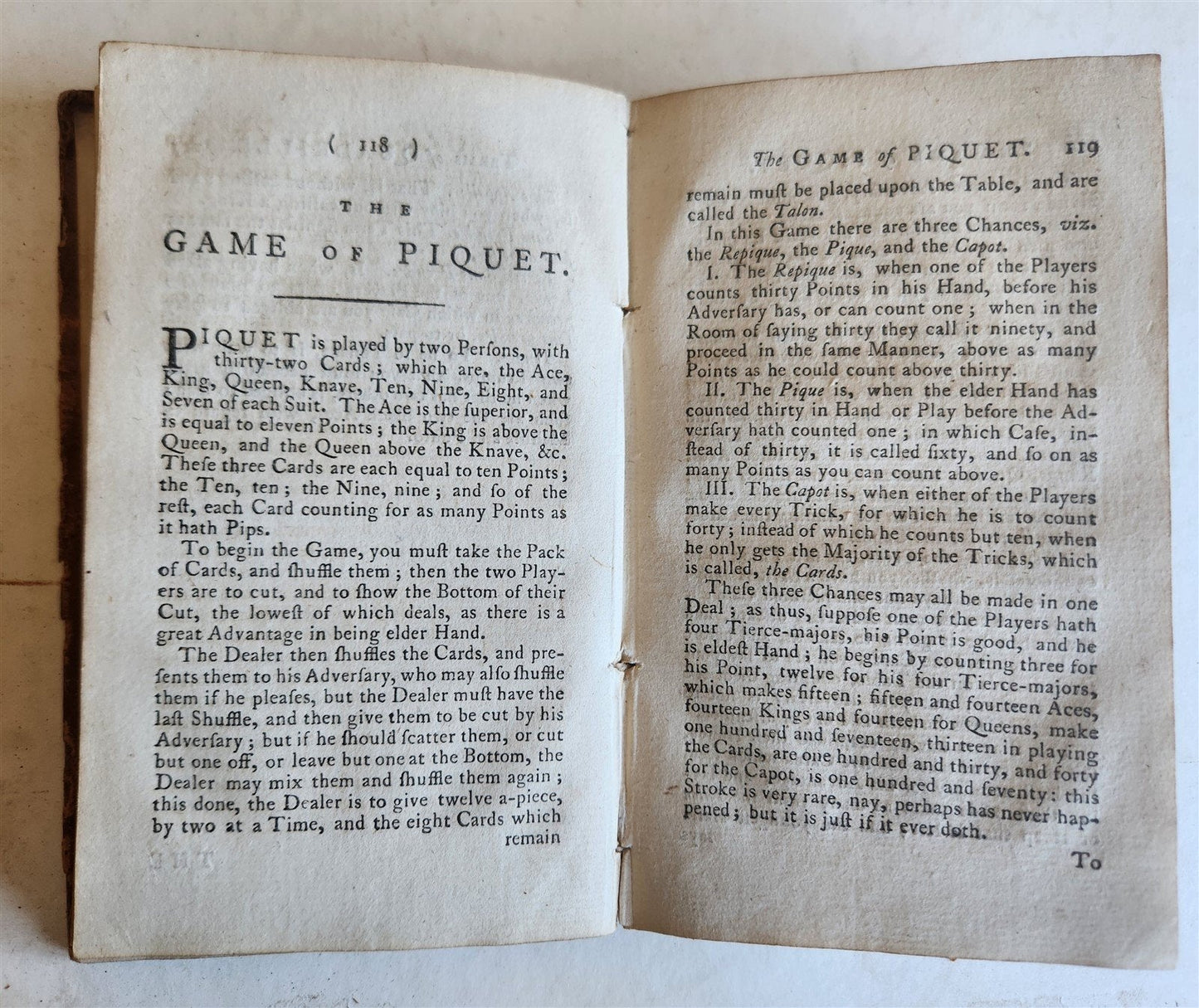 1786 HOYLE'S GAMES IMPROVED antique in ENGLISH