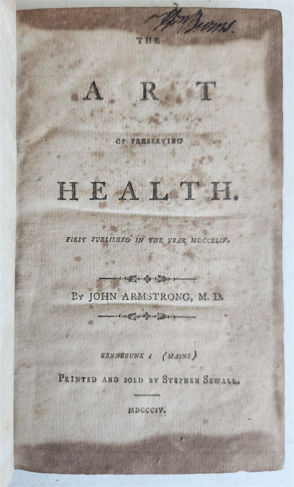 1804 THE ART OF PRESERVING THE HEALTH antique POEM in ENGLISH AMERICANA