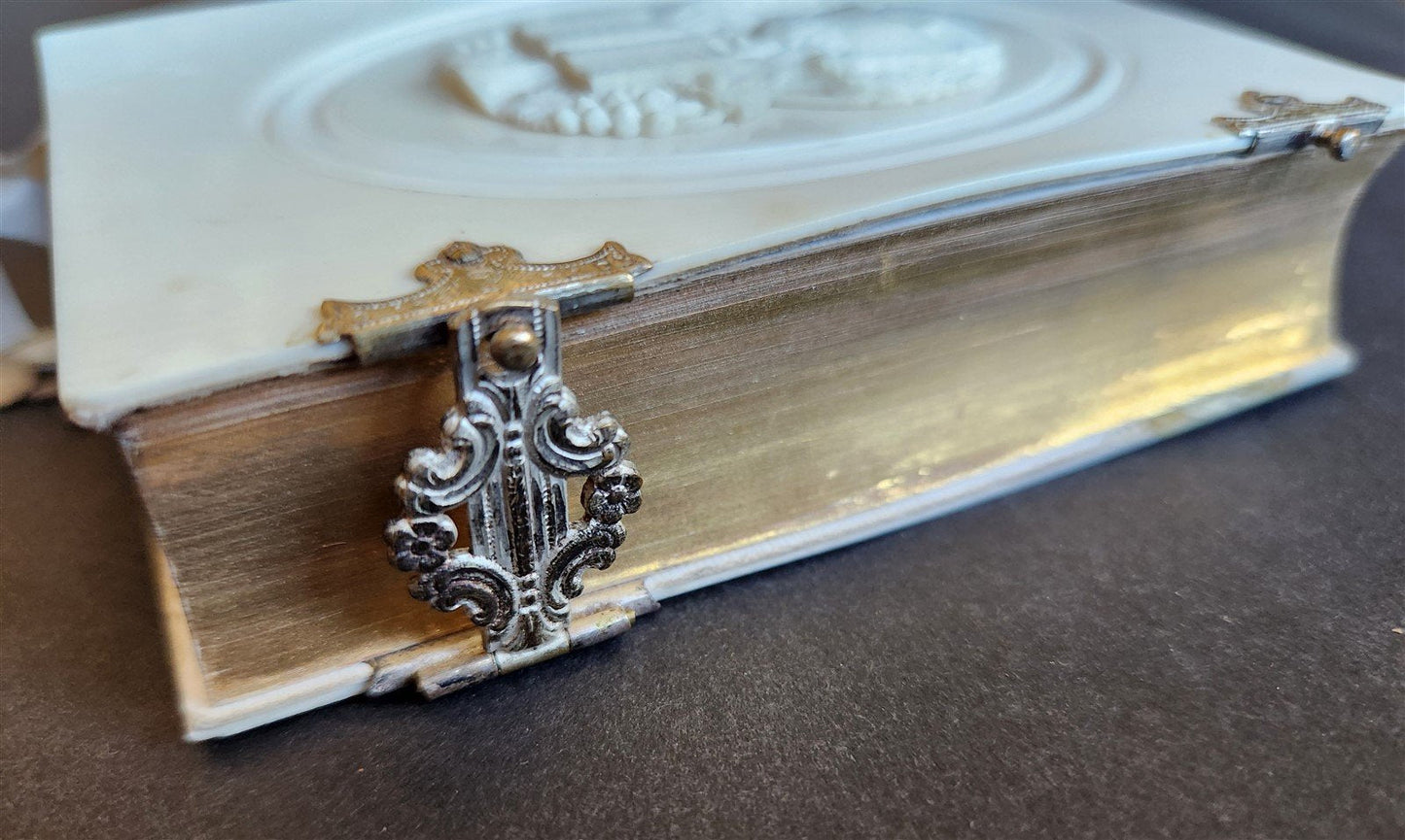 1872 PRAYER BOOK in FRENCH antique CARVED BONE BINDING - PAROISSIEN ROMAIN
