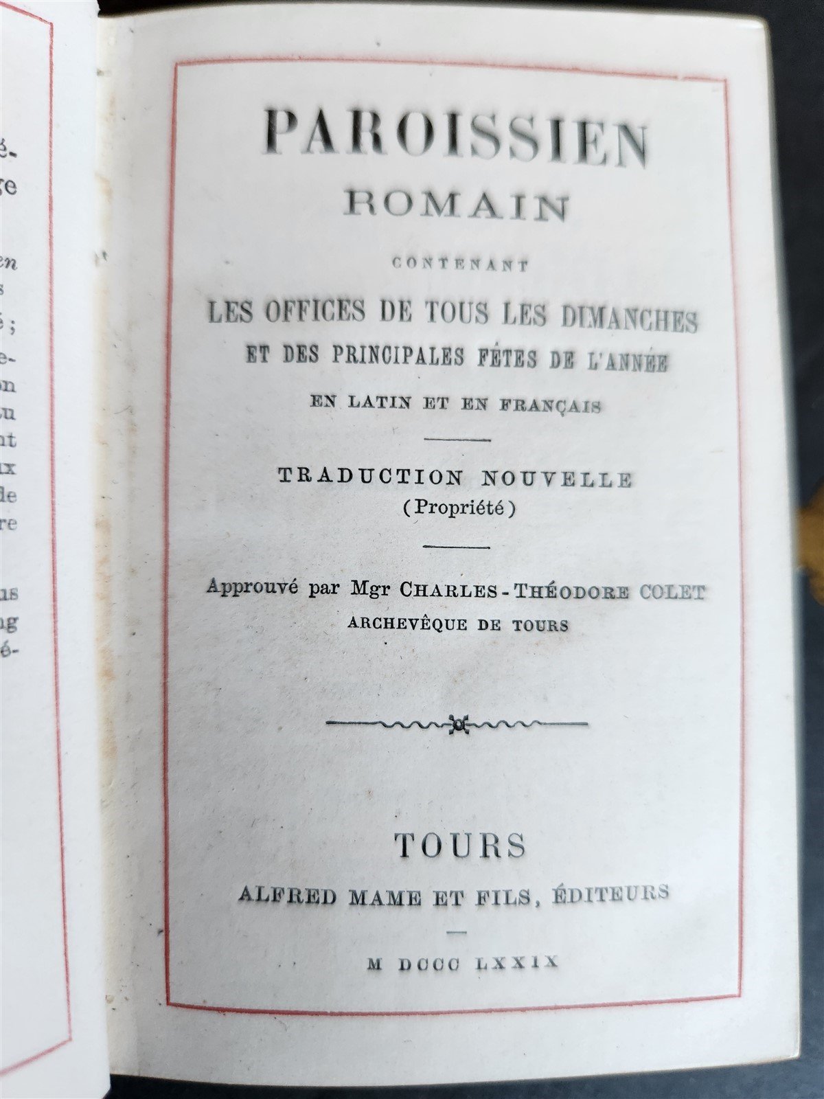 1879 PRAYER BOOK in FRENCH antique METAL DECORATED BINDING - PAROISSIEN ROMAIN
